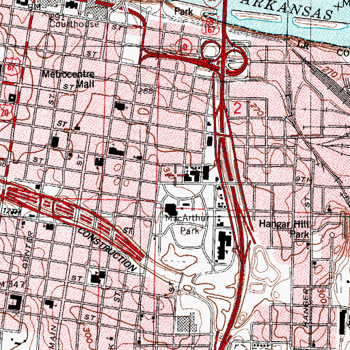 Topographic Map of Little Rock Fire Station 2, AR