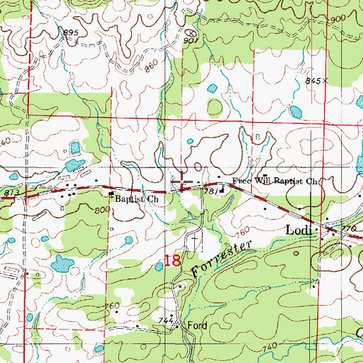 Topographic Map of Lodi Volunteer Fire Station, AR