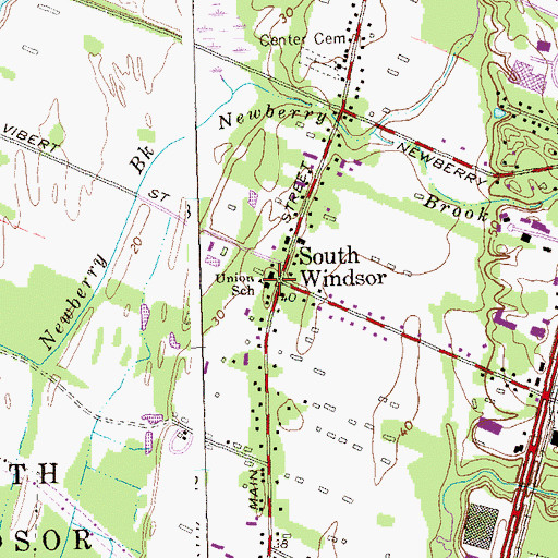 Topographic Map of Union School, CT