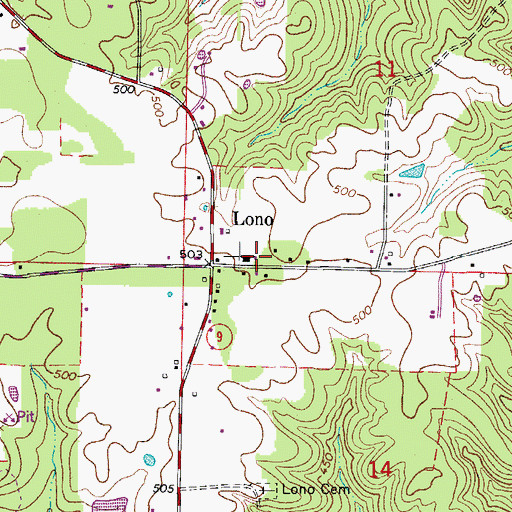 Topographic Map of Lono - Rolla Volunteer Fire Department Substation 3, AR
