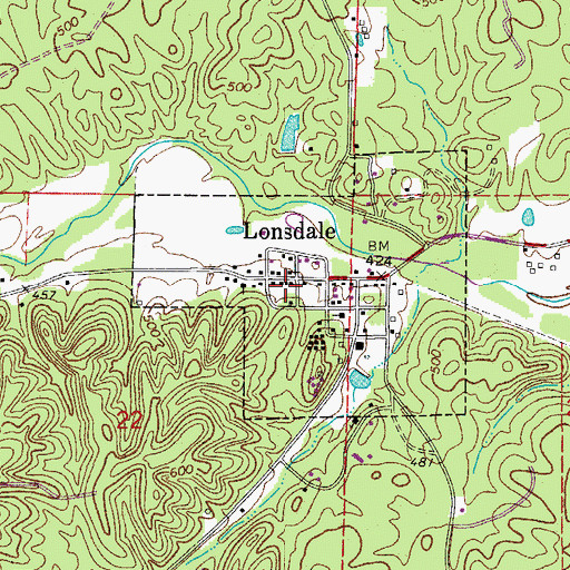 Topographic Map of Lonsdale Fire Department Station 1, AR