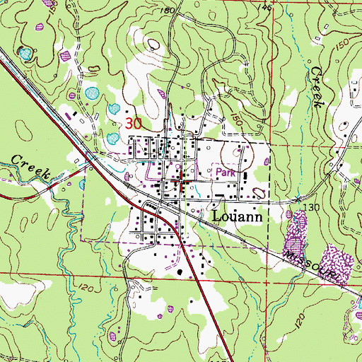 Topographic Map of Louann Volunteer Fire Department, AR