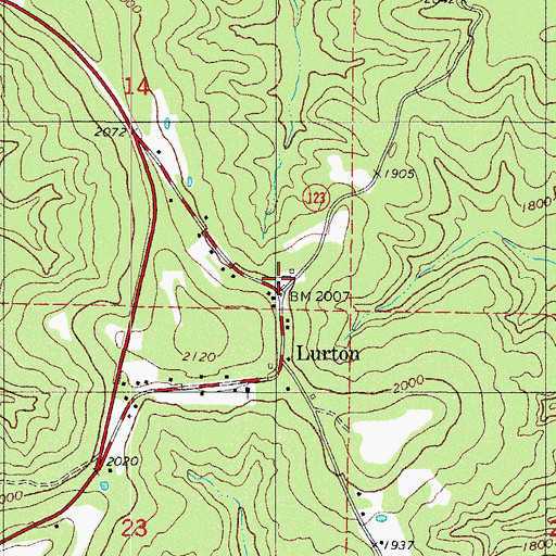 Topographic Map of Lurton - Pelsor Volunteer Fire Department, AR
