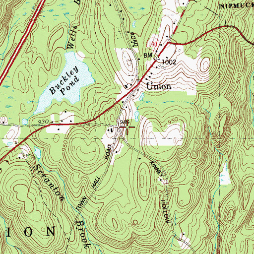 Topographic Map of Union School, CT