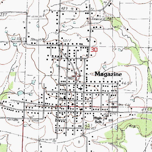 Topographic Map of Magazine City Volunteer Fire Department, AR