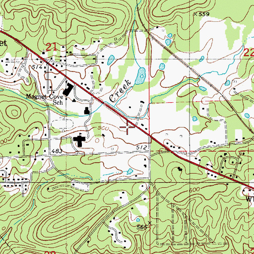 Topographic Map of Magnet Cove Volunteer Fire Department, AR
