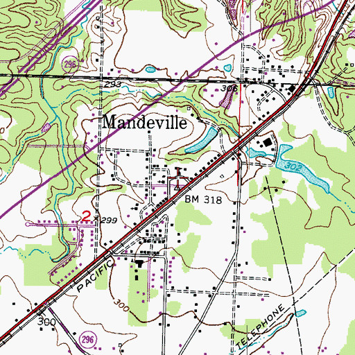 Topographic Map of Mandeville Volunteer Fire Department, AR