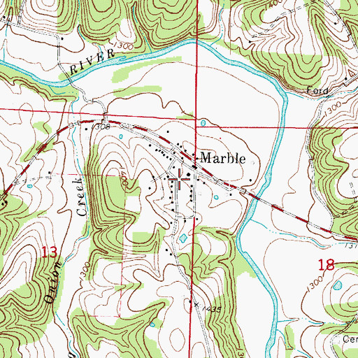 Topographic Map of Marble Fire Department, AR
