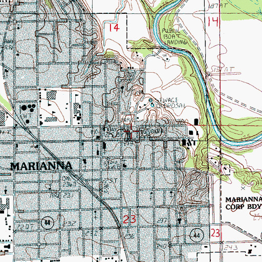 Topographic Map of Marianna Volunteer Fire Department, AR