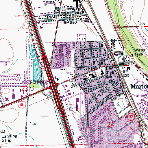 Topographic Map of Marion Fire Department Station 1, AR