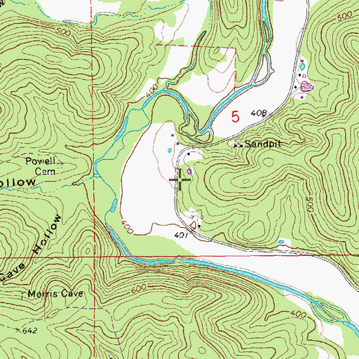 Topographic Map of Martin Creek Volunteer Fire Department, AR