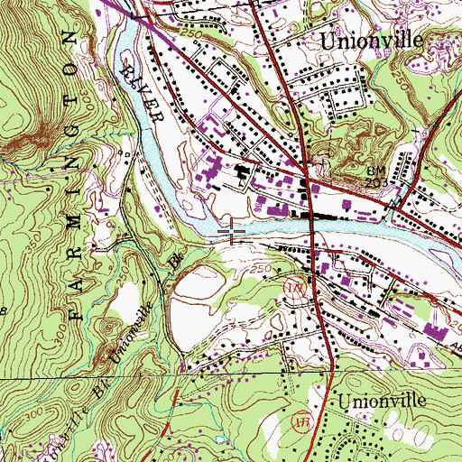 Topographic Map of Unionville Brook, CT