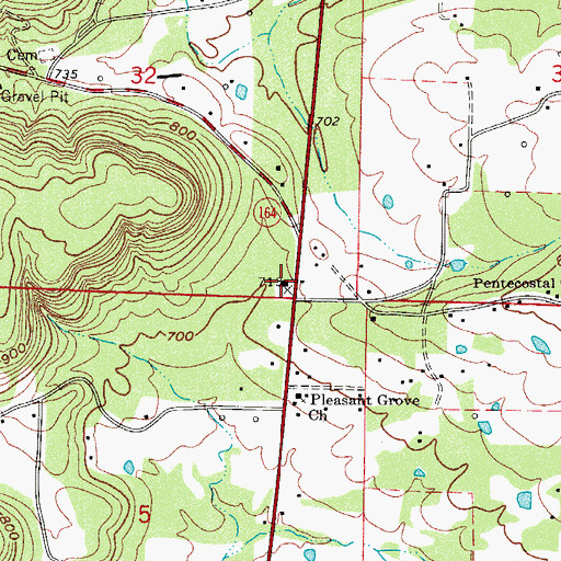 Topographic Map of Martin Township Volunteer Fire Department, AR