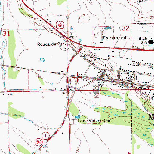 Topographic Map of Marvell Rural Volunteer Fire Department, AR