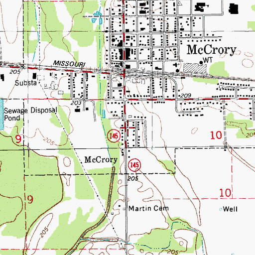 Topographic Map of McCrory Fire Department Station 1, AR