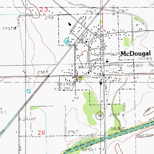 Topographic Map of McDougal Volunteer Fire Station, AR