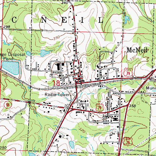 Topographic Map of McNeil Fire Station, AR