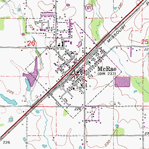 Topographic Map of McRae Volunteer Fire Station, AR