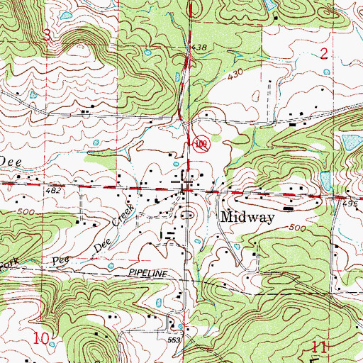 Topographic Map of Midway Rural Fire Department, AR
