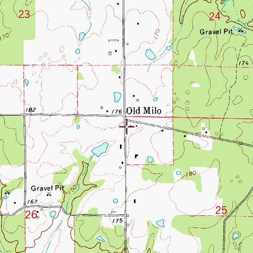 Topographic Map of Milo Fire Department, AR