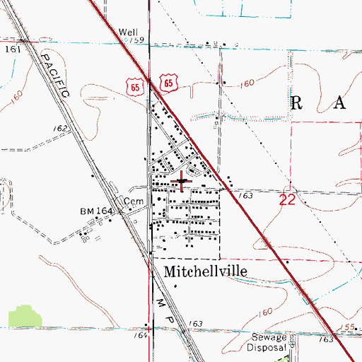 Topographic Map of Mitchellville Fire Department, AR