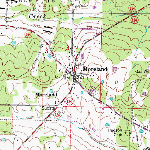 Topographic Map of Moreland Fire Department, AR