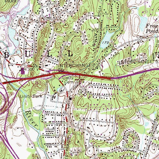 Topographic Map of Unity Burial Ground, CT