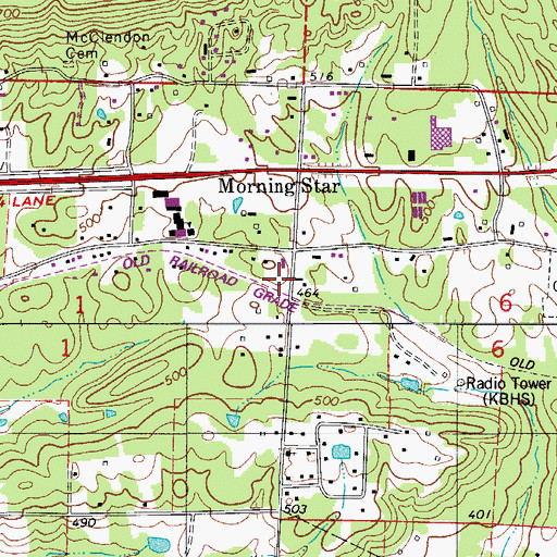 Topographic Map of Morning Star Fire Department Station 1, AR