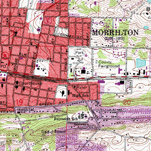 Topographic Map of Morrilton Volunteer Fire Station 1, AR