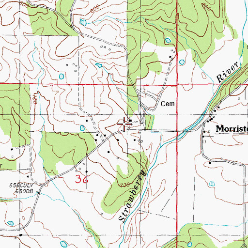 Topographic Map of Morriston Fire Department Station 1, AR