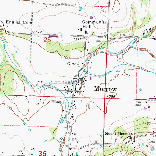 Topographic Map of Morrow Volunteer Fire Department, AR