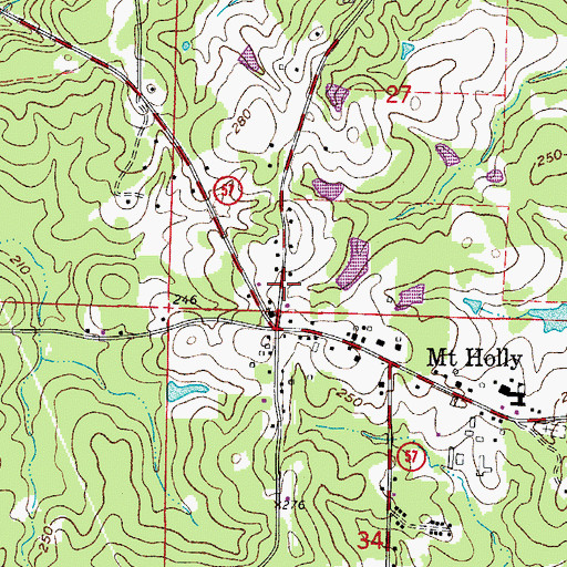 Topographic Map of Mount Holly Volunteer Fire Department, AR