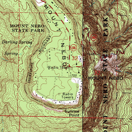 Topographic Map of Mount Nebo Volunteer Fire Department, AR