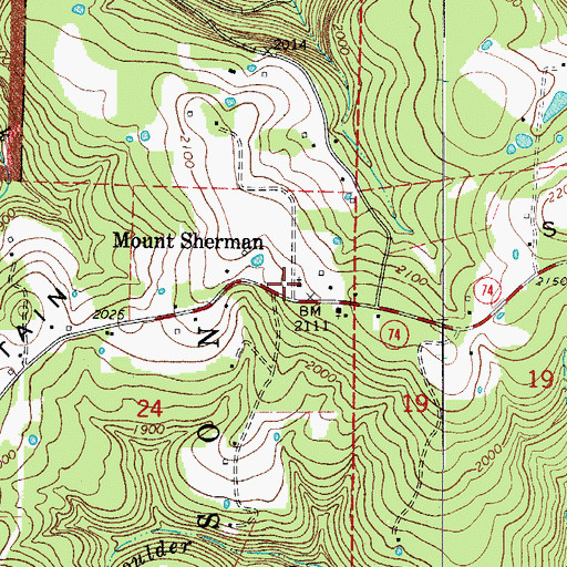 Topographic Map of Mount Sherman Volunteer Fire Department, AR