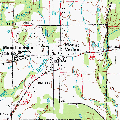 Topographic Map of Mount Vernon Volunteer Fire Department, AR