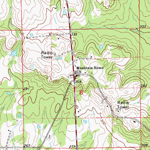 Topographic Map of Mountain Home Fire Department Substation of Garnett Volunteer Fire Department, AR