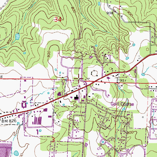 Topographic Map of Mountain Home Fire Department Station 2, AR