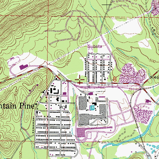 Topographic Map of Mountain Pine Volunteer Fire Station, AR