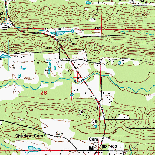 Topographic Map of Mountain Springs Volunteer Fire Station 1, AR