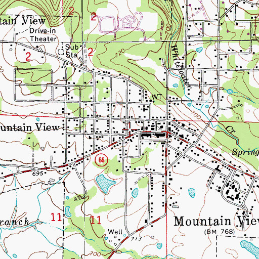 Topographic Map of Mountain View Fire Department City Hall Station, AR