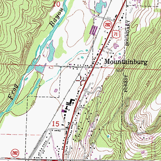 Topographic Map of Mountainburg Fire Station, AR