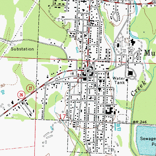 Topographic Map of Murfreesboro Fire Station, AR
