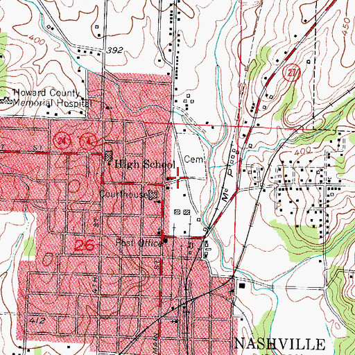 Topographic Map of Nashville Volunteer Fire Department, AR