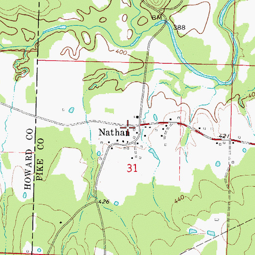 Topographic Map of Nathan Volunteer Fire Department, AR