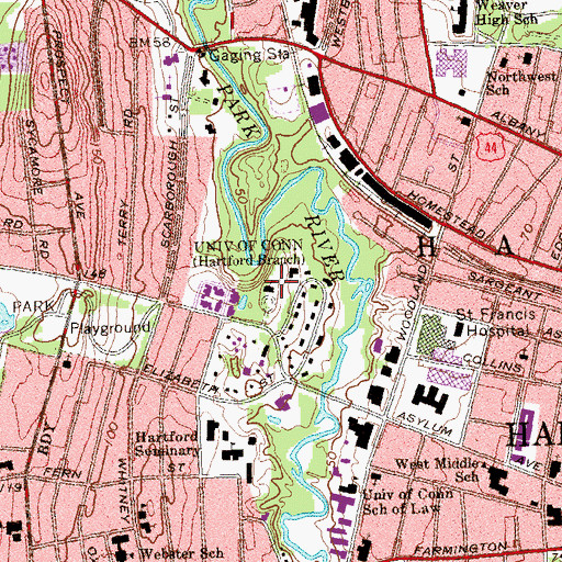 Topographic Map of University of Connecticut, CT