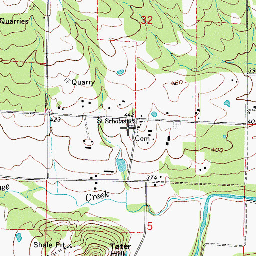 Topographic Map of New Blaine Rural Fire Department Shoal Creek Station, AR