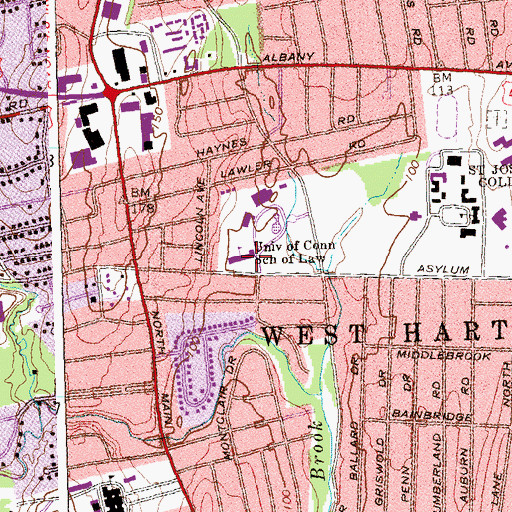 Topographic Map of University of Connecticut School of Law, CT