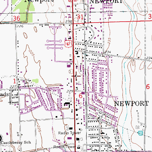 Topographic Map of Newport Fire Department, AR