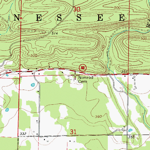Topographic Map of Nimrod Volunteer Fire Station, AR