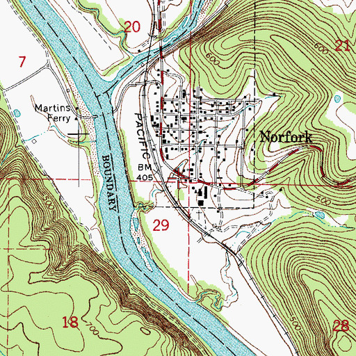 Topographic Map of Norfork Volunteer Fire Station 1, AR